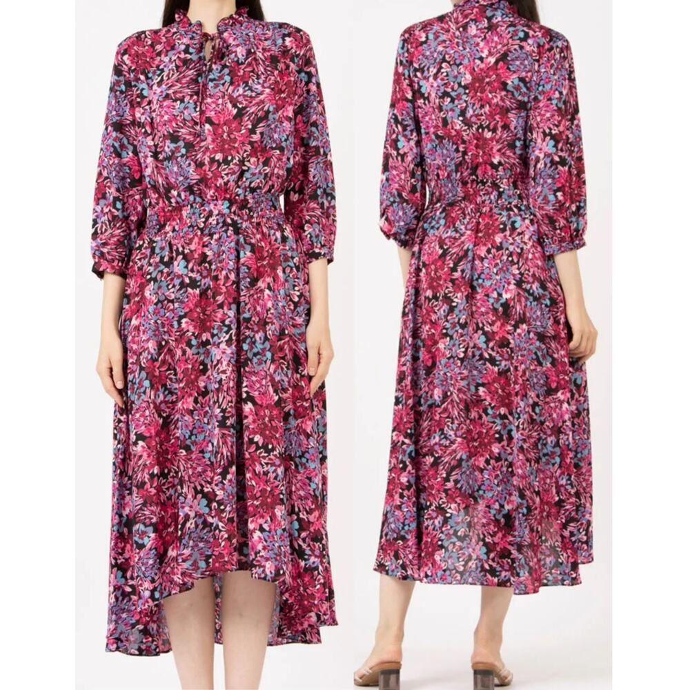 Nanette Lepore Vibrant Floral Cottagecore Whimsical Ruffle Dress Size 8 NWT